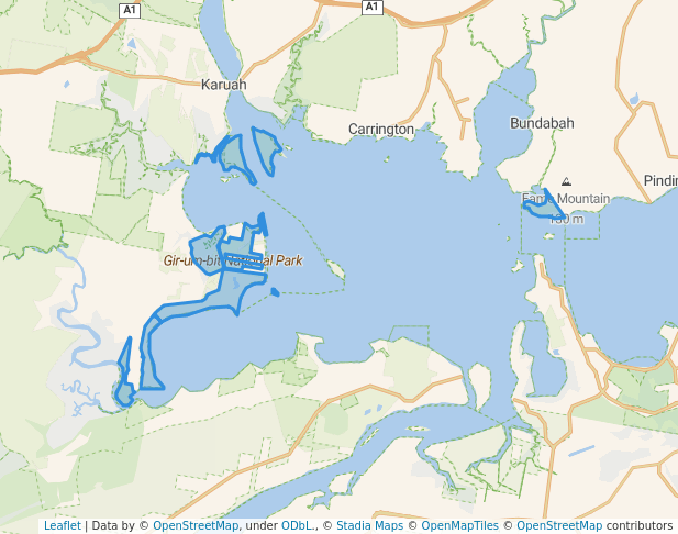 walking in Gir-um-bit National Park map in Karuah