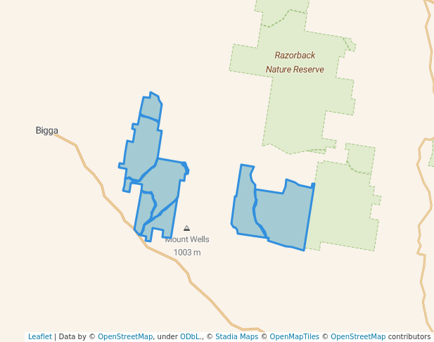 walking in Keverstone National Park map in Bigga