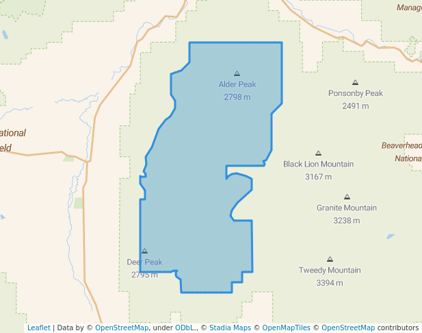 walking in West Pioneer Wilderness Study Area map in Wise River