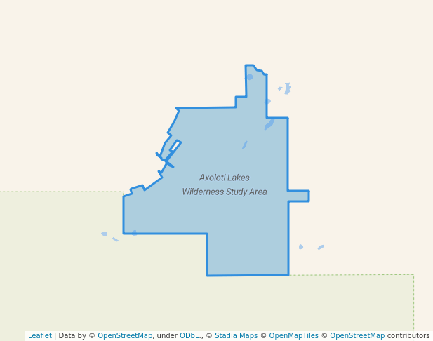 walking in Axolotl Lakes Wilderness Study Area map in Ennis