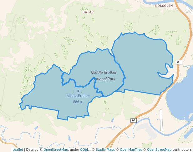walking in Middle Brother National Park map in Waitui