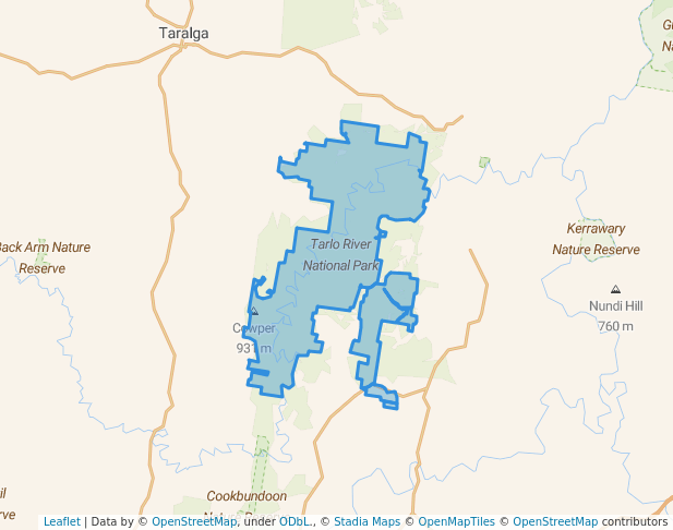 walking in Tarlo River National Park map in Exeter