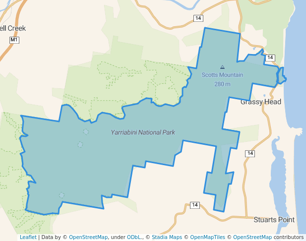 walking in Yarriabini National Park map in Gumma