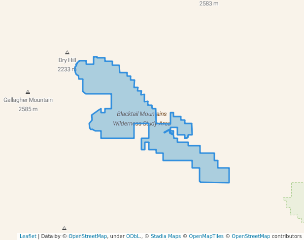 walking in Blacktail Mountains Wilderness Study Area map in Dillon