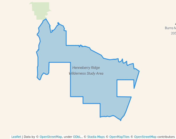 walking in Henneberry Ridge Wilderness Study Area map in Dillon