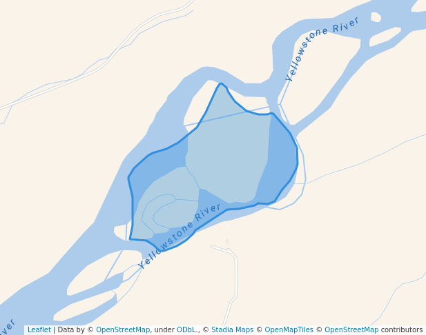 walking in Yellowstone River Island Wilderness Study Area map in Livingston