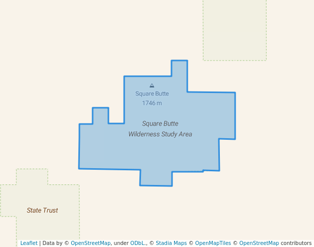 Square Butte Wilderness Study Area in Square Butte | Map and Routes