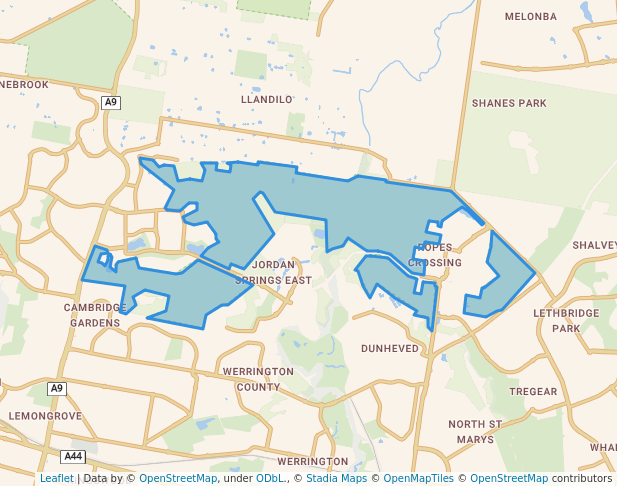 walking in Wianamatta Regional Park map in Caddens