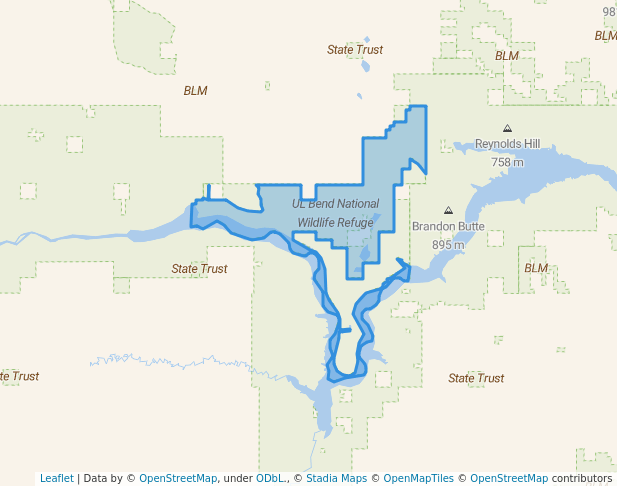 walking in UL Bend National Wildlife Refuge map in Malta