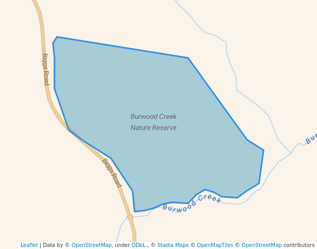 walking in Burwood Creek Nature Reserve map in Bigga