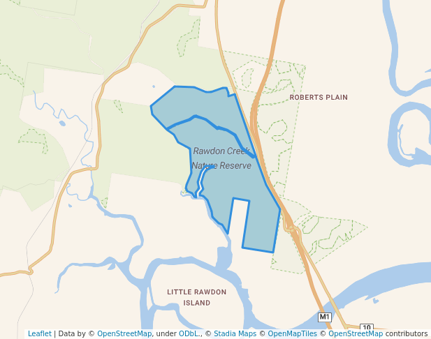 walking in Rawdon Creek Nature Reserve map in Bago