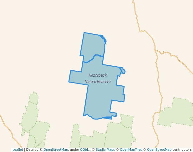 walking in Razorback Nature Reserve map in Bigga