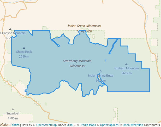 walking in Strawberry Mountain Wilderness map in Canyon City