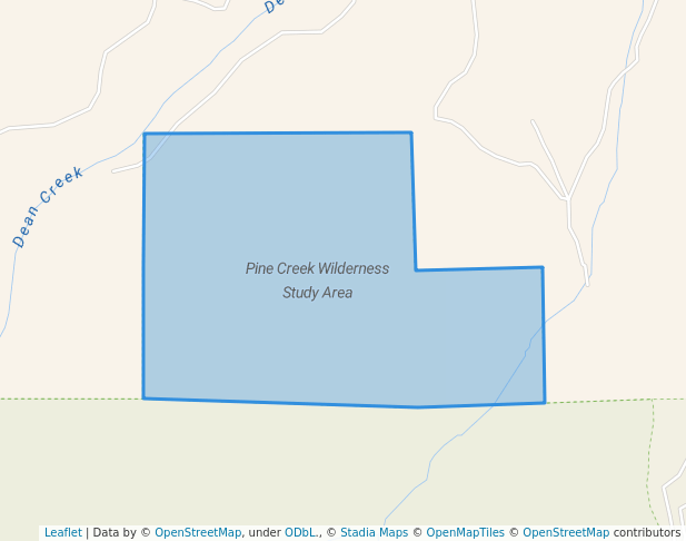 walking in Pine Creek Wilderness Study Area map in Canyon City