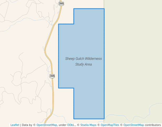 walking in Sheep Gulch Wilderness Study Area map in Canyon City