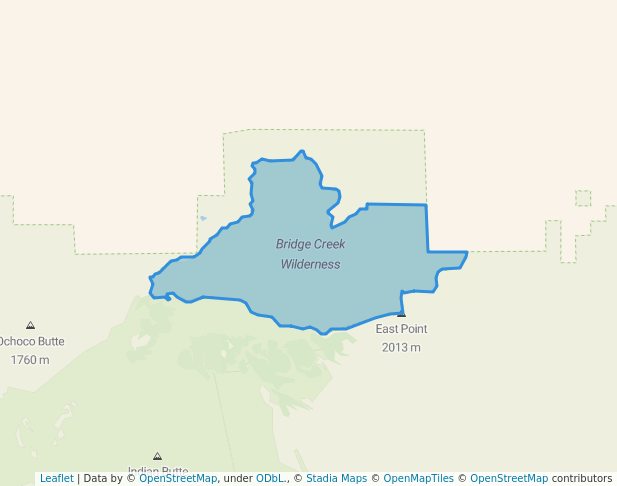 walking in Bridge Creek Wilderness map in Mitchell