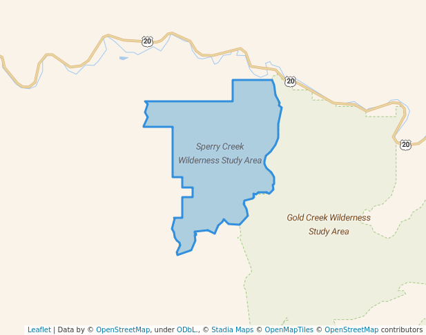 walking in Sperry Creek Wilderness Study Area map in Harper
