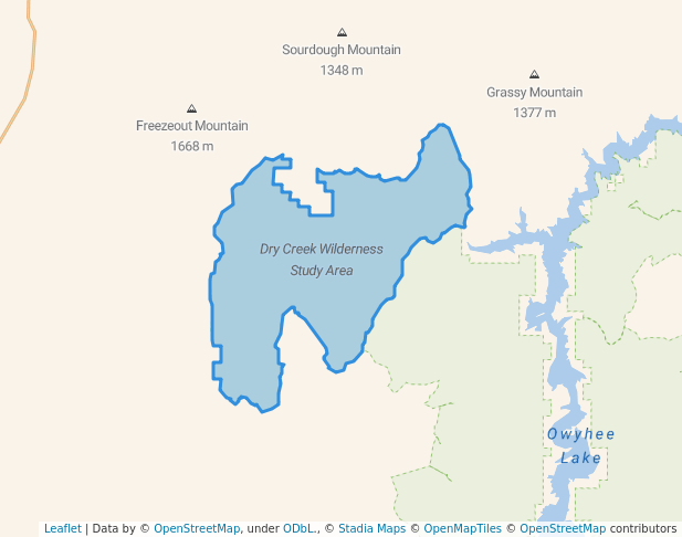 walking in Dry Creek Wilderness Study Area map in Nyssa