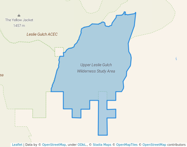 walking in Upper Leslie Gulch Wilderness Study Area map in South Mountain