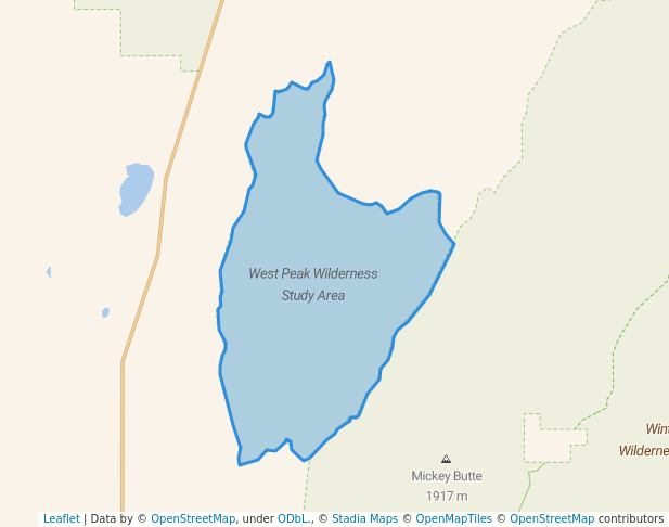 walking in West Peak Wilderness Study Area map in Princeton