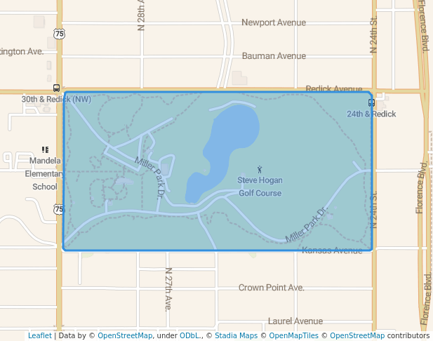 walking in Miller Park map in Omaha