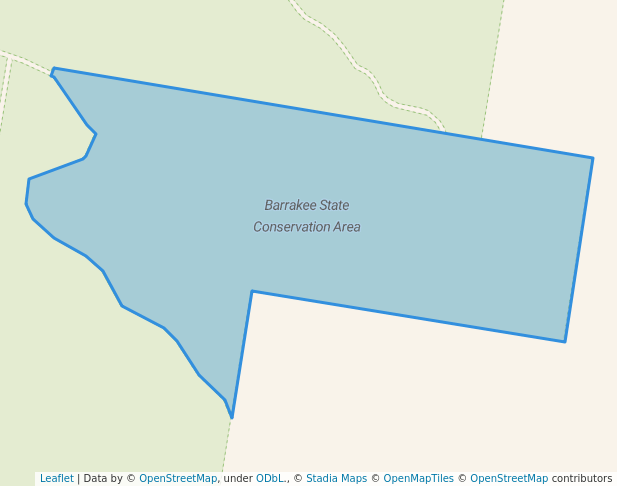walking in Barrakee State Conservation Area map in Tiri