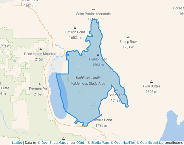 walking in Diablo Mountain Wilderness Study Area map in Summer Lake