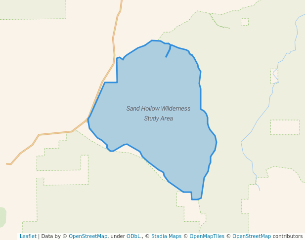 walking in Sand Hollow Wilderness Study Area map in Prineville