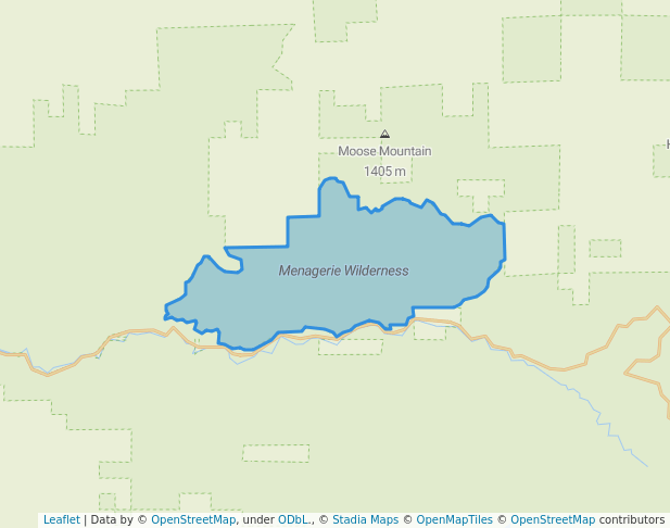 walking in Menagerie Wilderness map in Cascadia
