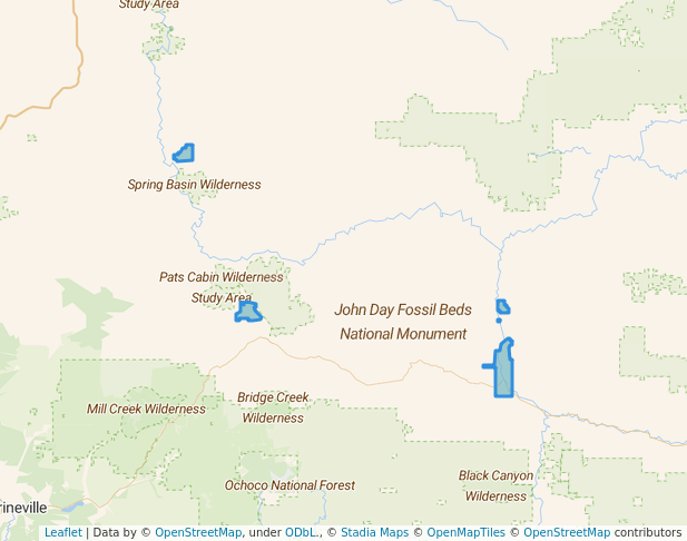 walking in John Day Fossil Beds National Monument map in Mitchell