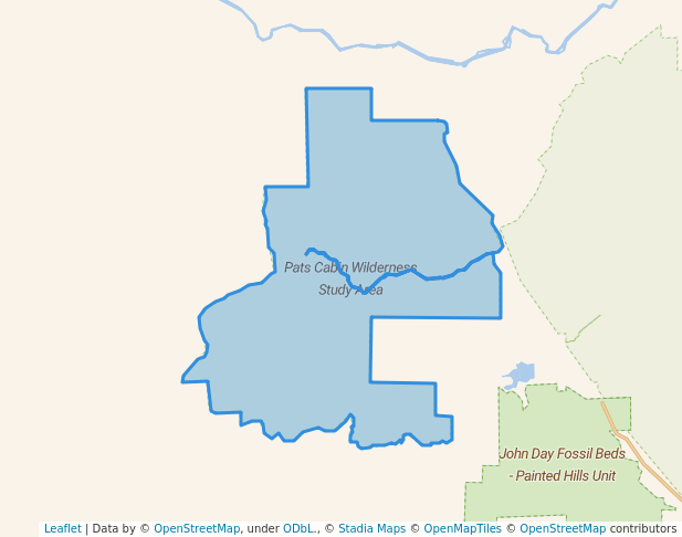 walking in Pats Cabin Wilderness Study Area map in Mitchell