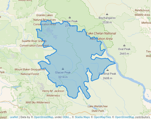 walking in Glacier Peak Wilderness map in Darrington