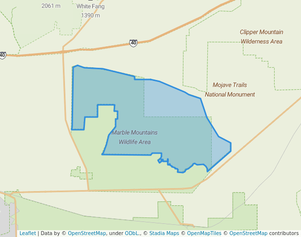 walking in Trilobite Wilderness Area map in Chambless
