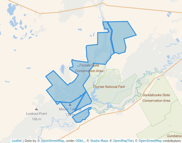 walking in Toorale State Conservation Area map in Gumbalie