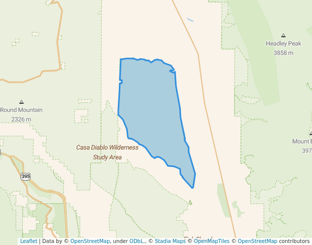 walking in Chidago Canyon Wilderness Study Area map in Bishop