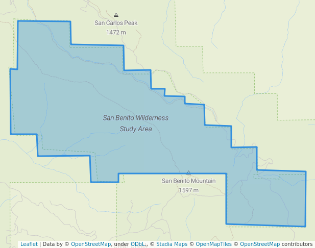 walking in San Benito Mountain Instant Study Area map in Coalinga