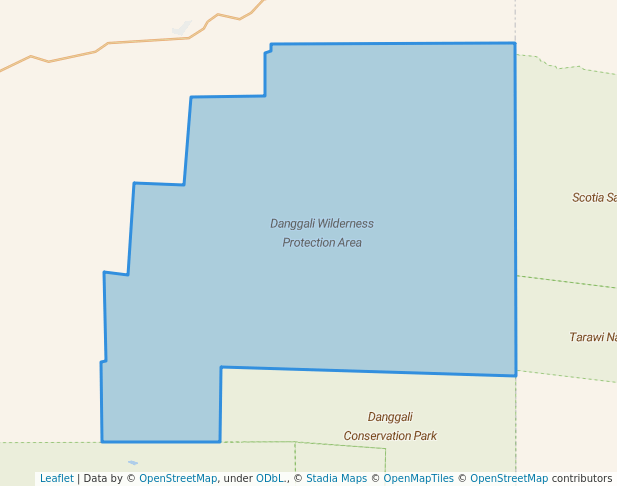 walking in Danggali Wilderness Protection Area map in Danggali