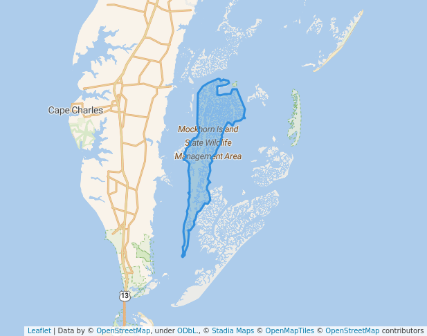 walking in Mockhorn Island State Wildlife Management Area map in Cape Charles