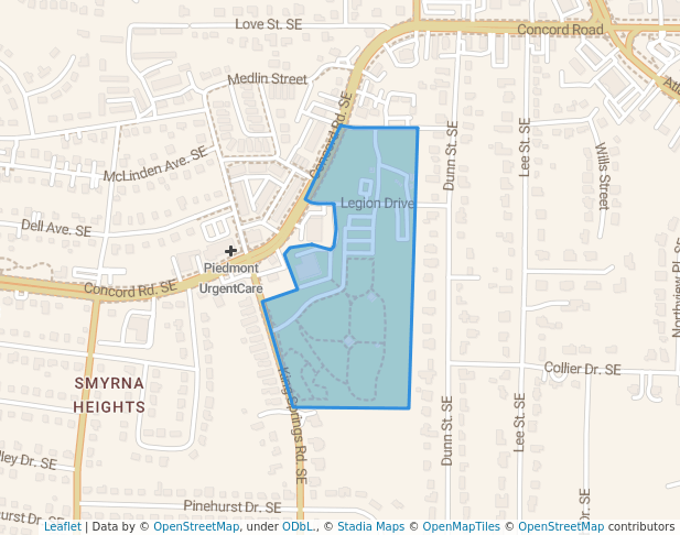 walking in Brinkley Park map in Smyrna