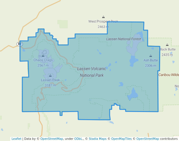 walking in Lassen Volcanic National Park map in Warner Valley