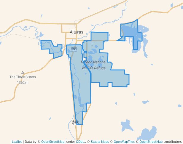 walking in Modoc National Wildlife Refuge map in Alturas