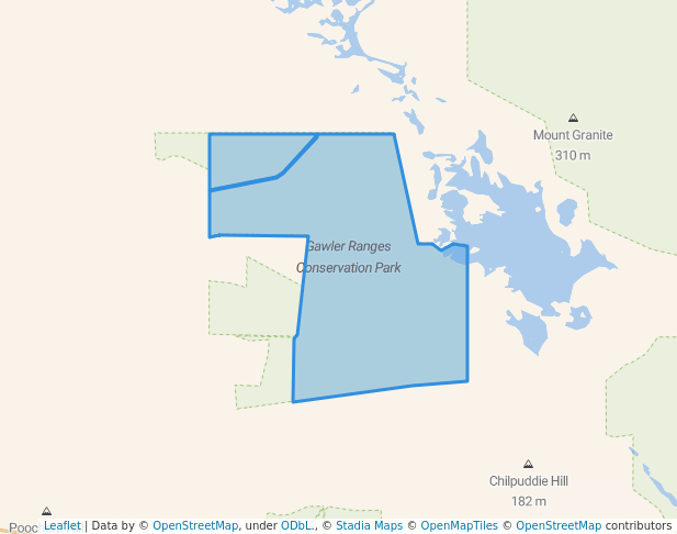 walking in Gawler Ranges Conservation Park map in Poochera