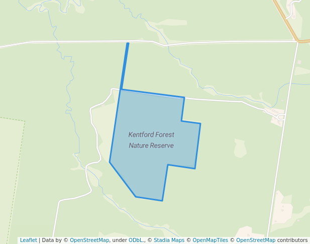 walking in Kentford Forest Nature Reserve map in Currie