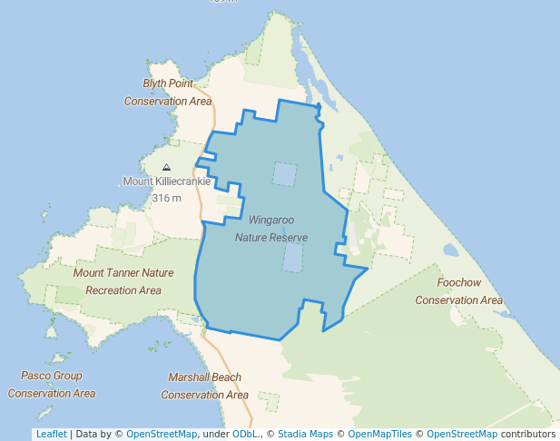 walking in Wingaroo Nature Reserve map in Emita