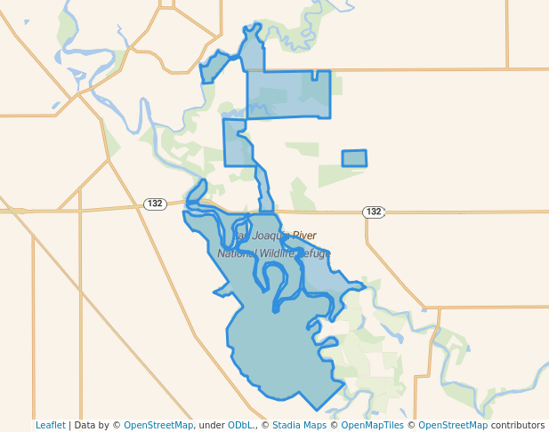 walking in San Joaquin River National Wildlife Refuge map in Vernalis