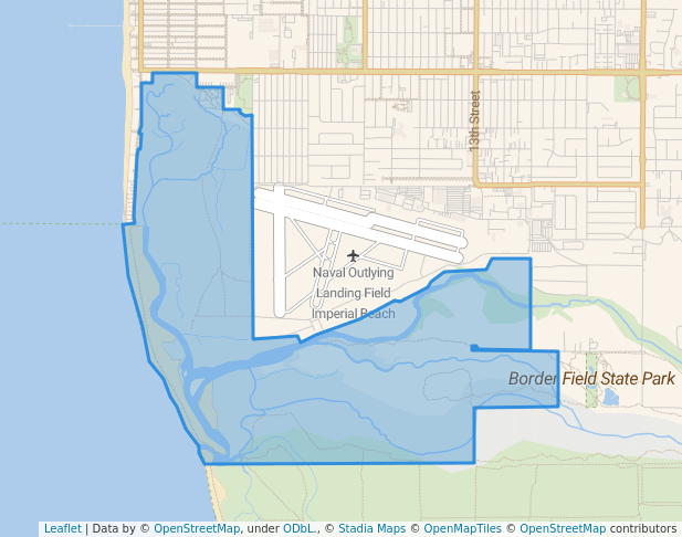 walking in Tijuana Slough National Wildlife Refuge map in Imperial Beach
