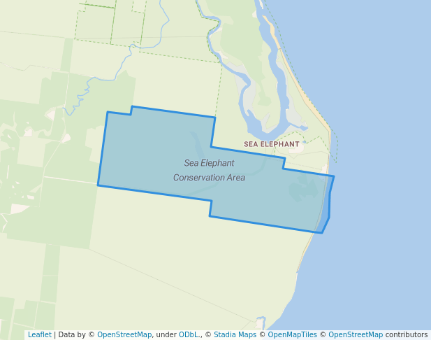 walking in Sea Elephant Conservation Area map in Currie