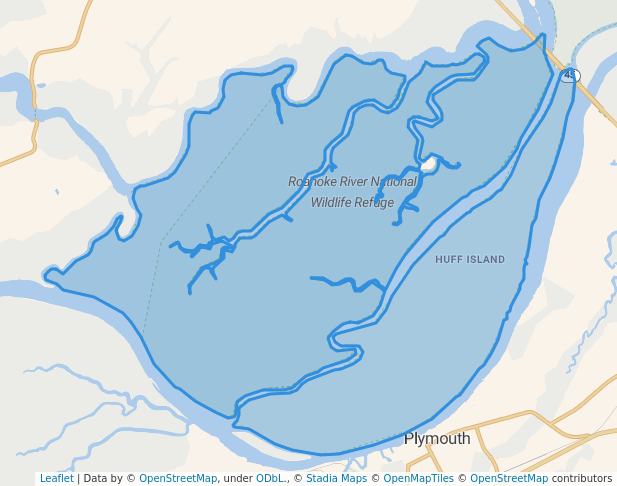 walking in Roanoke River Region map in Windsor