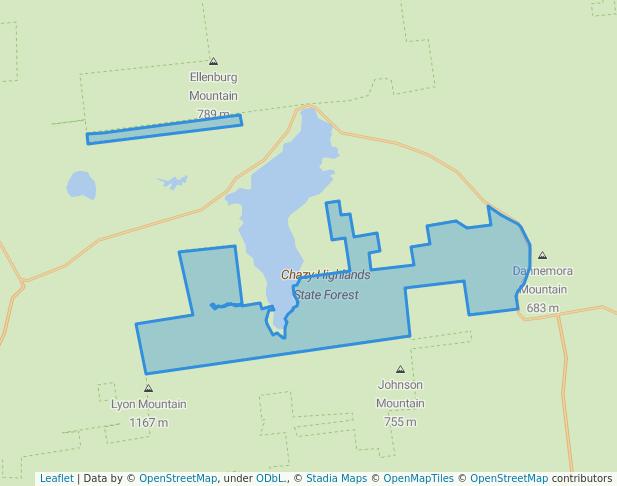 walking in Chazy Highlands State Forest map in Ellenburg Depot