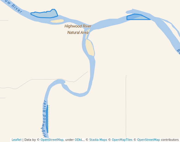 walking in Highwood River Natural Area map in Dalemead